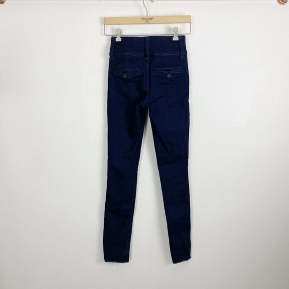 EXPRESS High Rise Dark Wash Legging Jegging Raw hem Jeans size 00 Regular - Picture 3 of 3